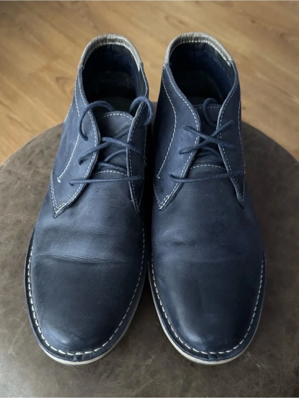 Steve Madden Navy Leather Chukka Boots Size 7 HOOLER Excellent Condition